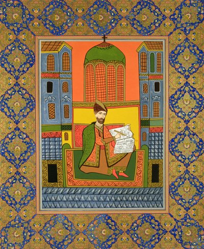 Retrato de Chota Rustaveli (c.1172-c.1216) después de una miniatura, placa 11 de 